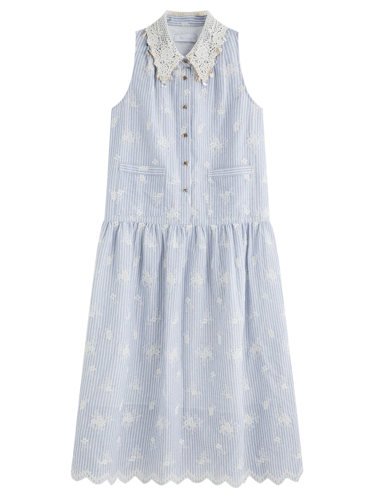 2025 Summer New Design - Women's Beach Style Casual Resort Dress with Premium Knit Blue Stripe Dresses 25FS12618