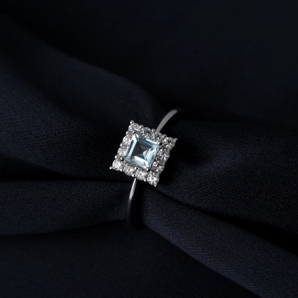 Square Natural Sky Blue Topaz 925 Sterling Silver Luxury Ring for Woman Daily Gemstone Fine Jewelry Birthday Gift