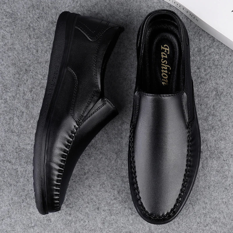 Genuine Leather Business Flats Fashion Men Loafers Classic Slip-on Man Casual Shoes Moccasins Comfortable Non-slip Outdoor Shoes
