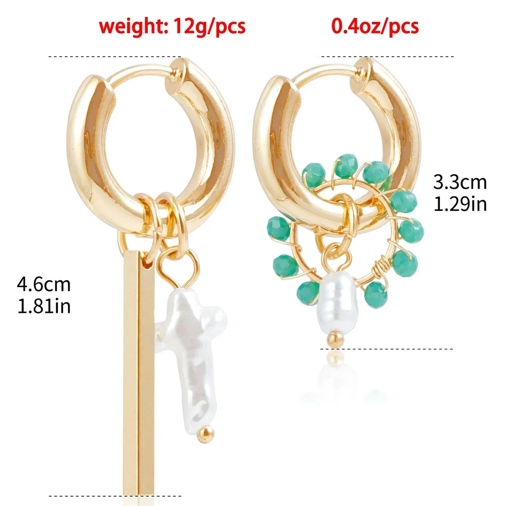 Geometric Crystal Asymmetric Dual-use Ear Buckle Earrings for Women Jewelry