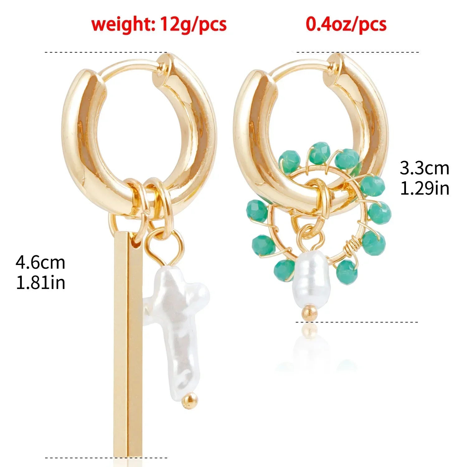 Geometric Crystal Asymmetric Dual-use Ear Buckle Earrings for Women Jewelry