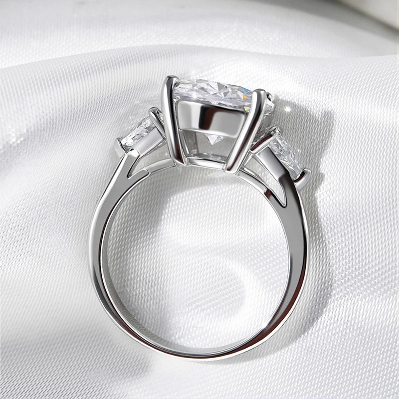 9CTTW Doveggs Full Moissanite Rings for Women Wedding Luxury Lab Diamond Jewelry S925 Sterling Silver Plated 18k Ring