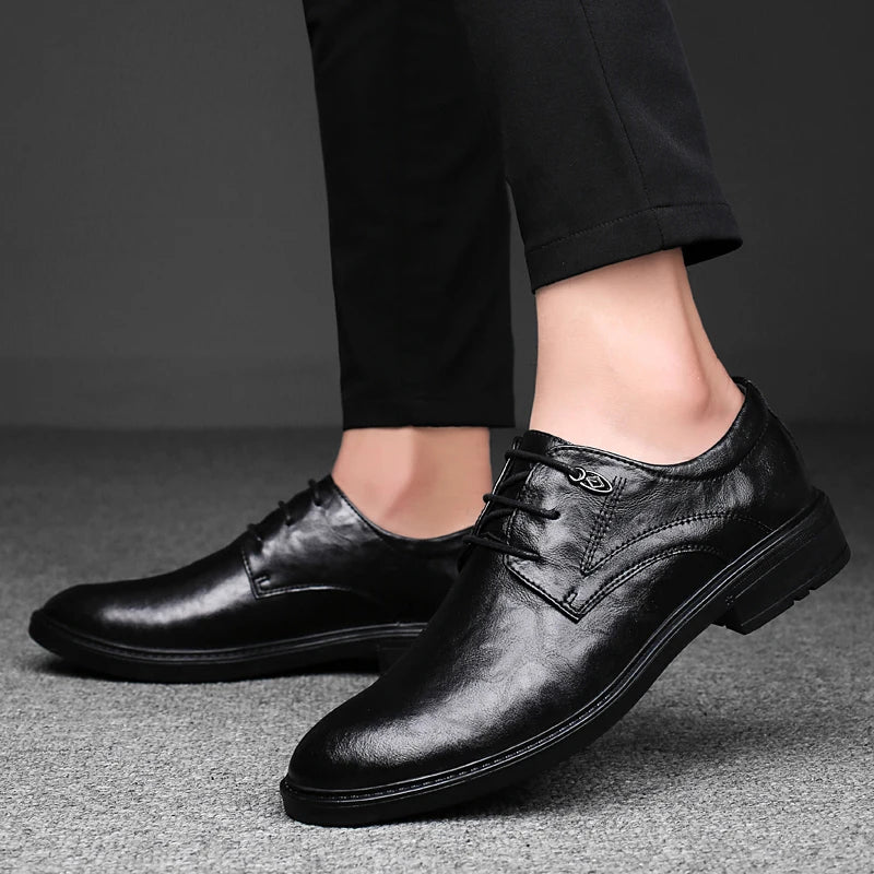Men's Casual Shoes Genuine Leather Lace-Up Oxford Shoes For Men Fashion Sneakers Luxury Brand Male Derby Shoes Business Footwear