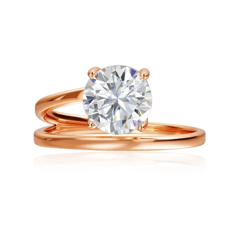 1CT 2CT Certified Moissanite Rings for Women Sparkling Brilliant Cut Wedding Bands 100% Real 925 Pure Silver Jewelry