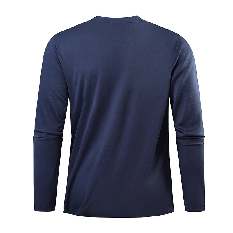 CHRLCK Men's Hiking Quick Drying T-shirts Breathable Camping Running Fishing Soft Elasticity Long Sleeve Tees Summer Autumn