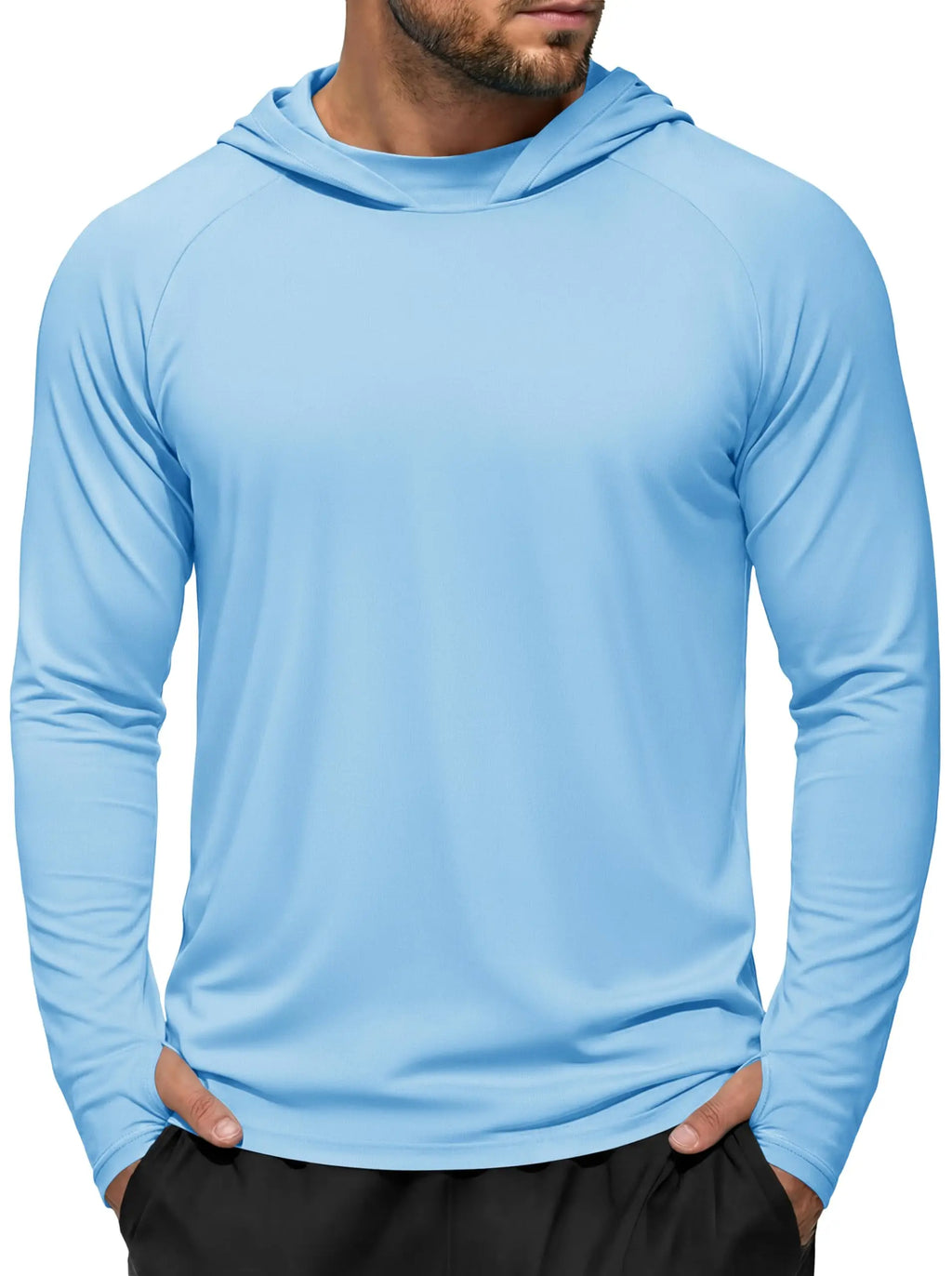 Men's UPF 50+ Hoodie Fishing Shirts Long Sleeve High Collar Mesh UV Sun Protection Rash Guard Swim Beach Running Hiking