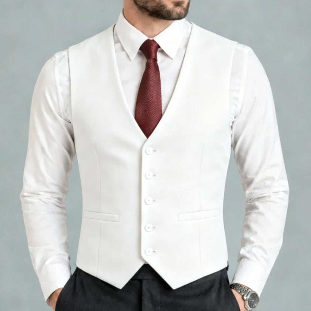Men Vest Black Solid Single Breasted V Neck Waistcoat For Wedding Groom Banquet Party Business Work Casual Daily Men Suit Vest