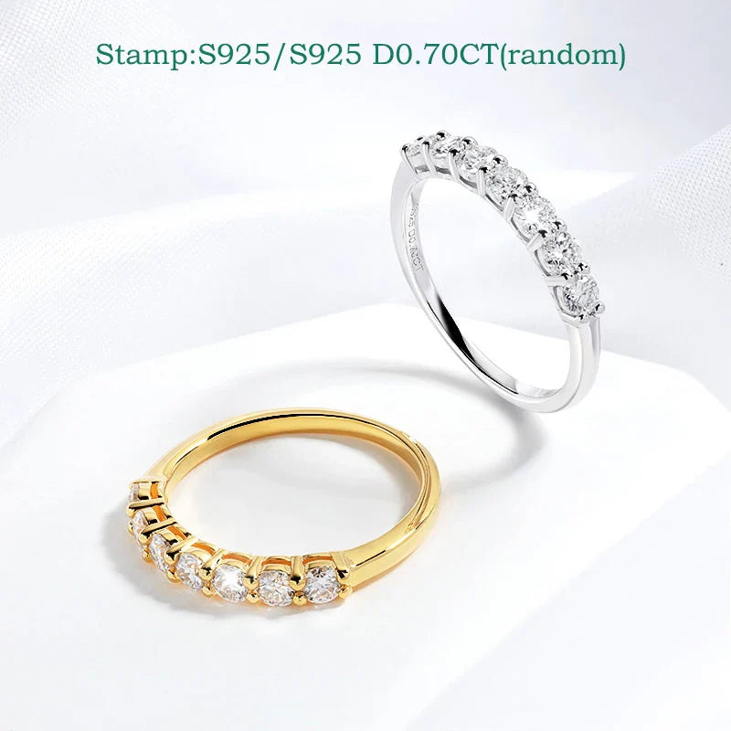 0.7CT 3mm Gemstone Moissanite Rings for Women S925 Silver Matching Wedding Diamonds Band Stackable Ring White Gold Gift