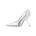 Brand Fashion Show Silvery 9cm High Heel Spring Autumn New Irregular Heels Black Red Pointed Sexy Women's Single Shoes Size 43