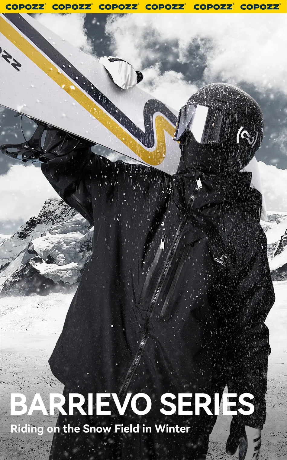 Thicken 3L Ski Jacket Men Women Windproof Waterproof Winter Ski Coat Ski Wear Solid Color Hooded Warm Snowboard Ski Suit