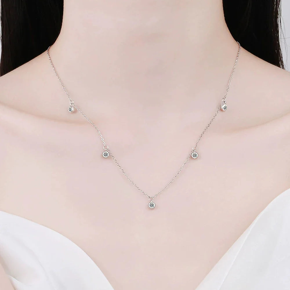 Moissanite Necklaces for Women 0.5ct Round Lab Diamond GRA s925 Sterling Silver 18k Dainty Daily Necklace Jewelry Gift