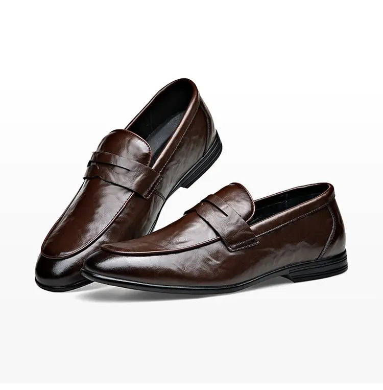 Social Shoe Male Leather Casual Round Toe Men's Formal Shoes Business Luxury Designer Clothing Office Party Gentleman 2025 Trend