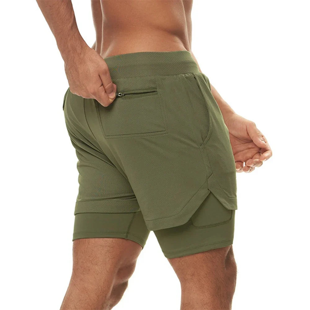 Plus 5XL Men's Fitness Shorts 2 IN 1 Jogger Streetwear Shorts Gym Bodybuilding Breathable Quick Dry Running Shorts Huge Size