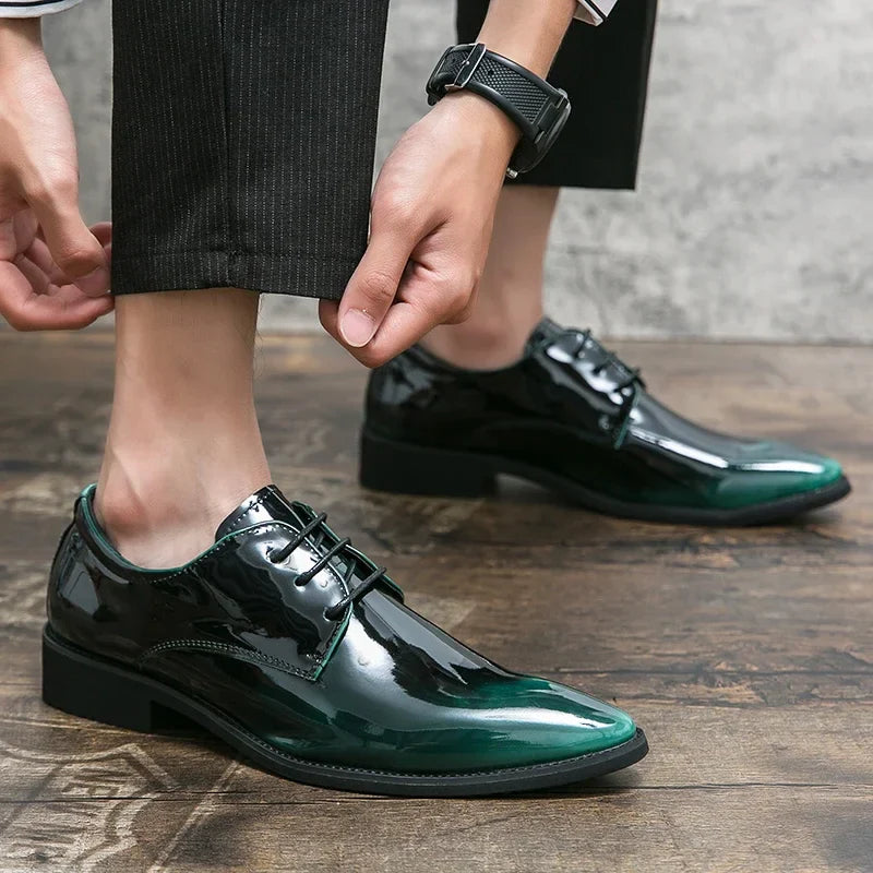 Men's Patent Leather Oxford Shoes with Mirror Finish – Formal Dress Shoes EU 40–48
