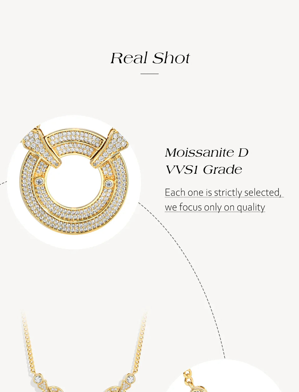 Big Round Luxury Moissanite Necklaces 925 Sterling Silver 18K Gold Luxury Pendant for Women Engagement Wedding Jewelry