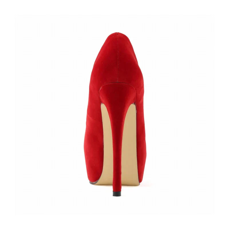New Cross-dresser Men's Platform Pumps Unisex Queen 14cm Sexy Party Nightclub Court Flock Concealed Round Toe High Heels Shoes