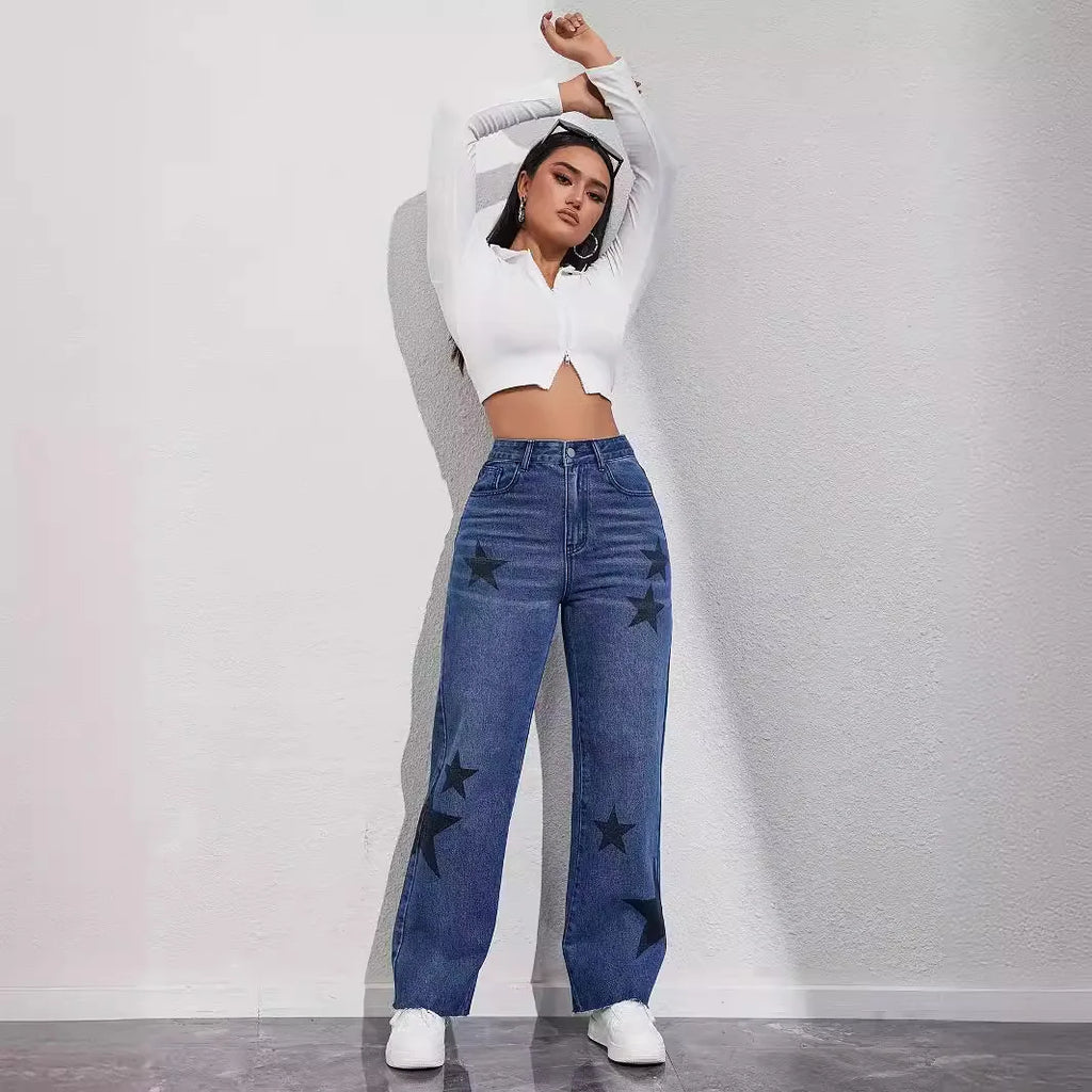 High Waist Washed Jeans Women Jean Ankle Length