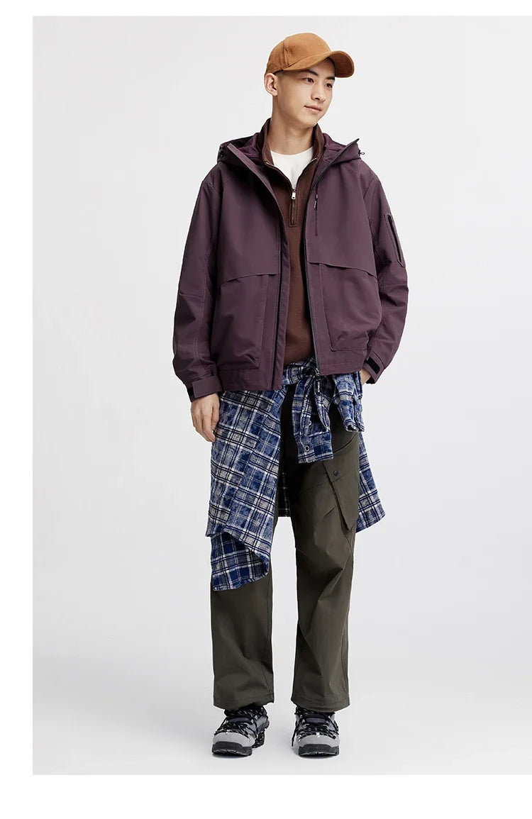 Men Jacket Outdoor Mountain Style Hooded Loose Couple Casual Style Autumn Lightweight Outerwear Daily Wear 2026