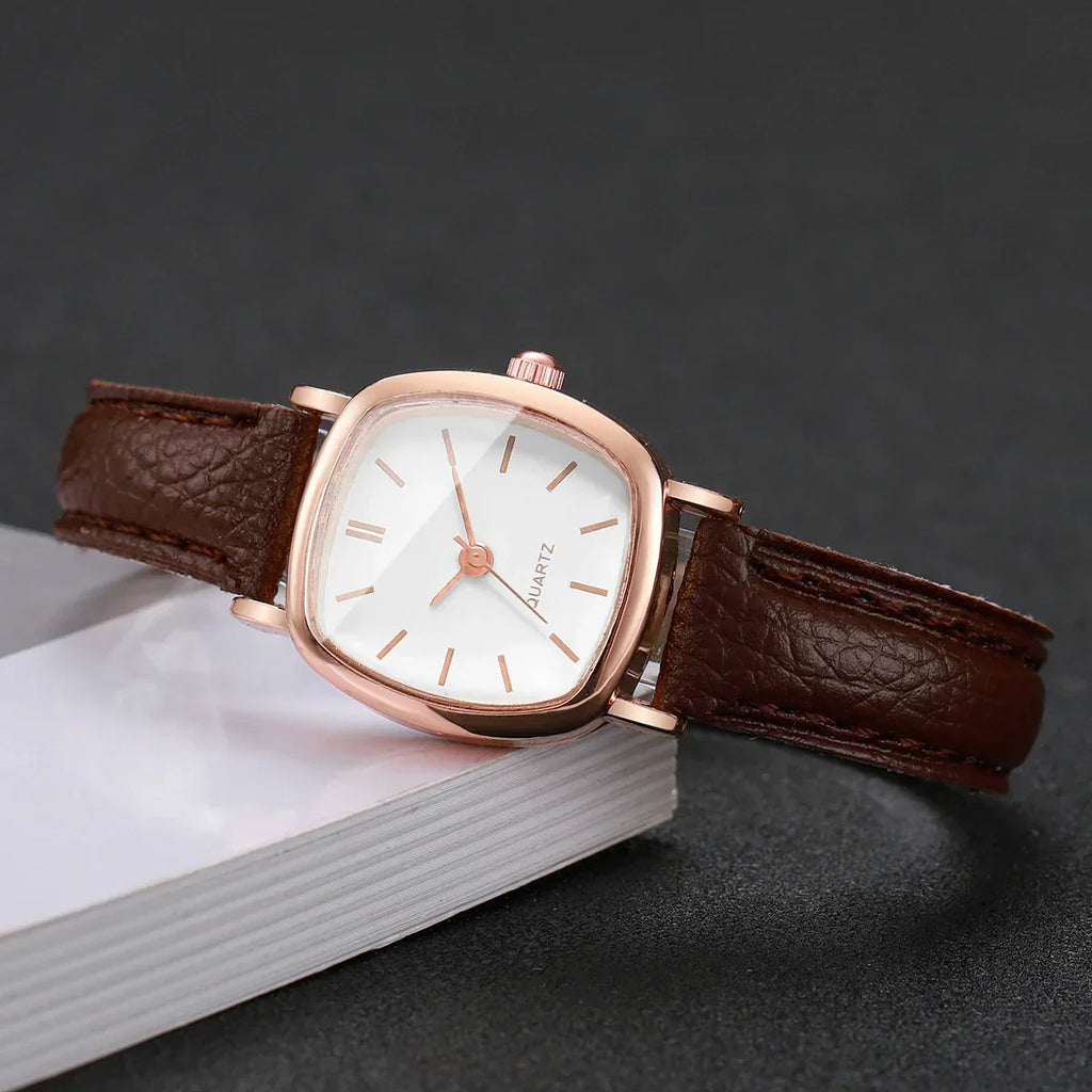 Fashion Small Dial Women Quartz Watch Ladies Simple Leather Band Wristwatches（Without Box）