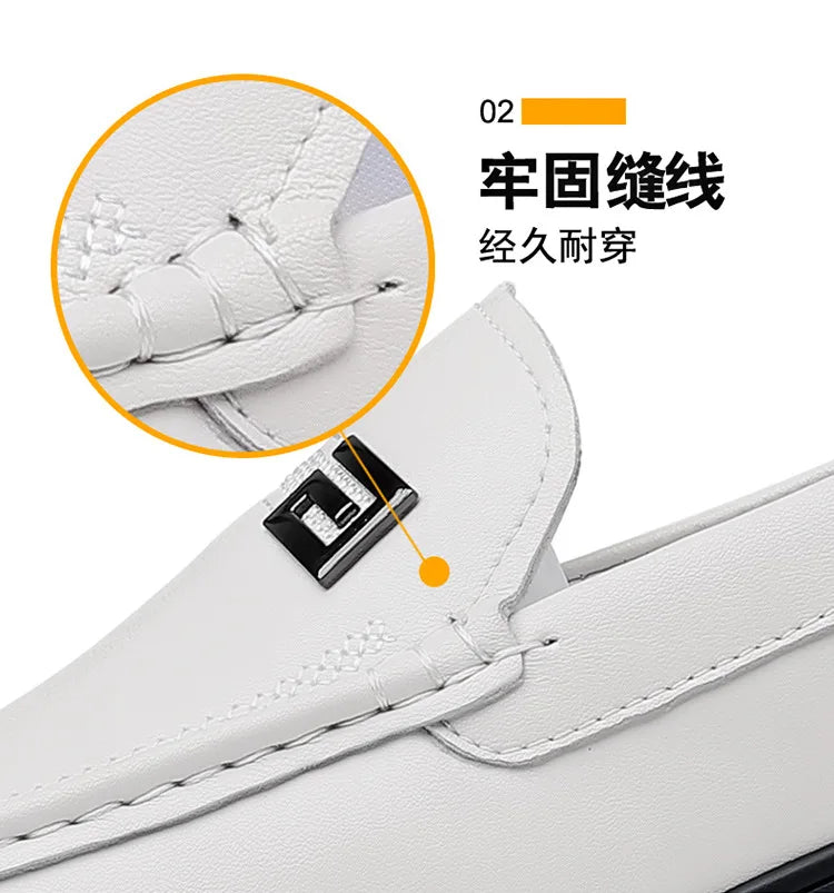 2026 New Solid Color Business Casual Shoes for Men Spring Autumn Soft Leather Shoes Male Fashion Light Driving Shoes Man