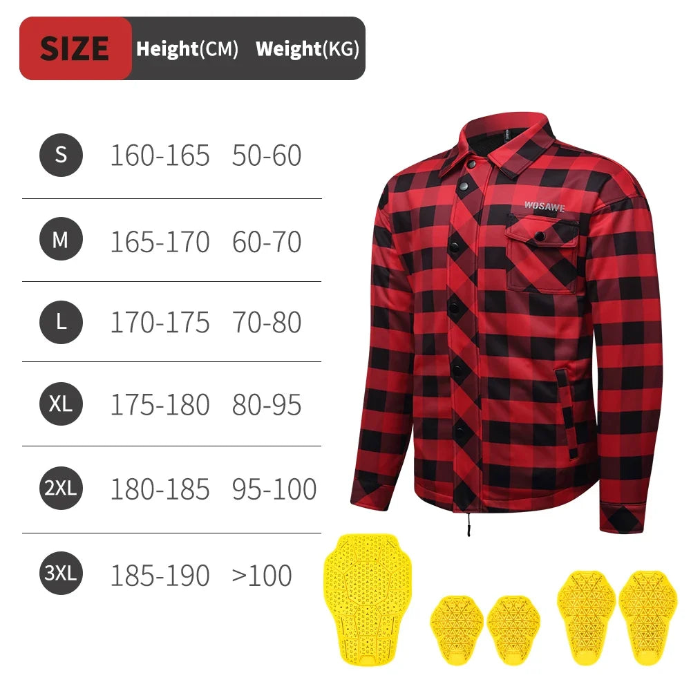 Men's Women's Winter Motorcycle Jacket Warm Motocross Motorbike Checkered Casual Outdoor Riding Shirts