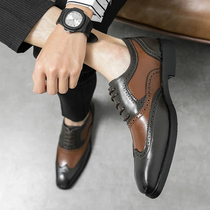 Italy High Quality Pointed Fashion Oxford Shoes Lace Up Men's Shoes Pointed Style Luxury Moccasin Casual Luxury Leather Shoes
