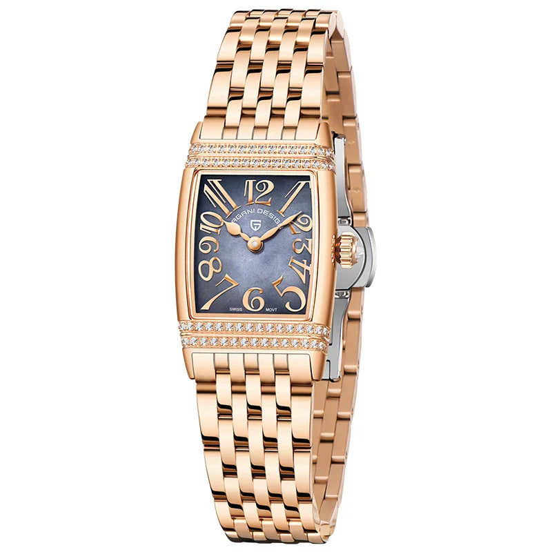 New 22mm Square Women's Quartz Watch Stainless Steel Sapphire Glass 50m Waterproof Women's Quartz Watch