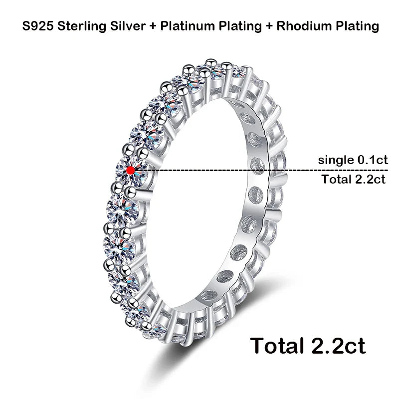 3mm Moissanite Wedding Ring for Women Created Diamond  Full Eternity Stackable Engagement Promise Band S925 Silver Rings