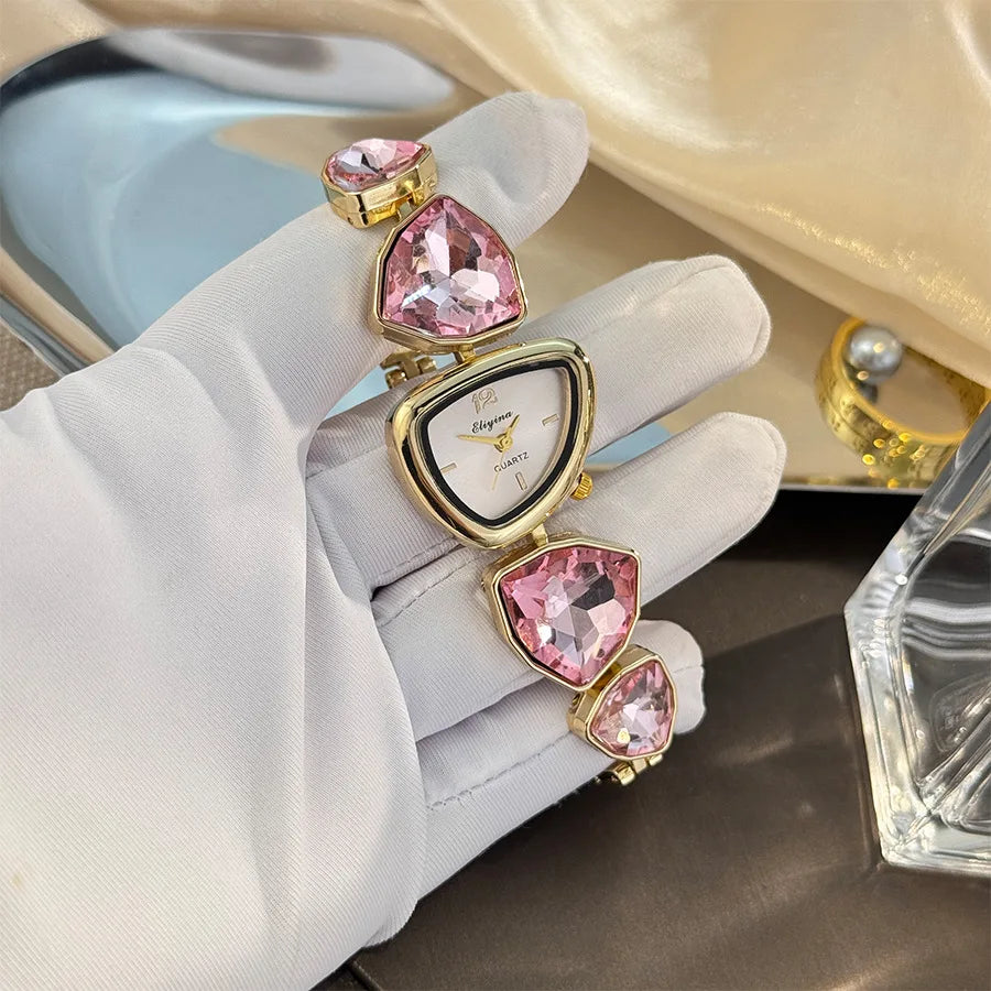 New color scheme irregular design big diamond watch light luxury niche watch color fashion high sense foreign trade wholesale