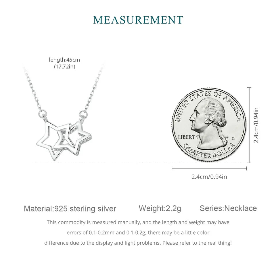 2024 New Solid 925 Sterling Silver Connected Star/Heart/Cat Pendant Necklace for Women Valentine's Day Gift Fine Jewelry