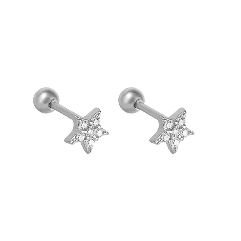 925 Sterling Silver Fashion Simple Golden Flower Beads Small Stud Earrings for Women Teen Piercing Jewelry Accessories