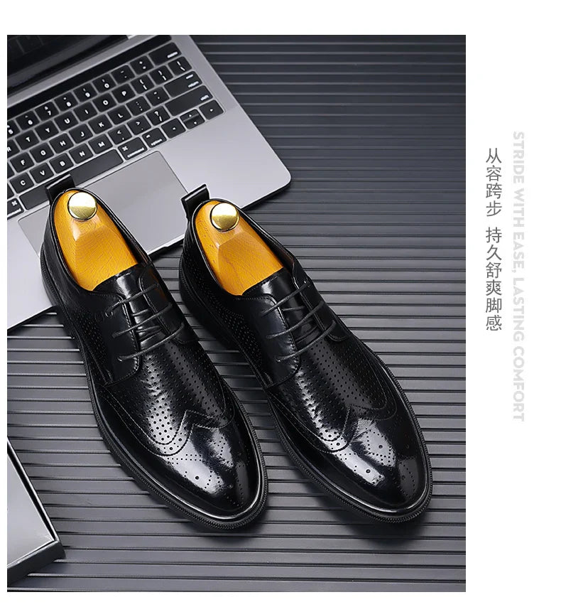 Handmade Men's Oxford Shoes designer Brogue Men Leather Shoes Luxury Fashion Wedding Shoe Business Office Men's Shoes Size 38-44
