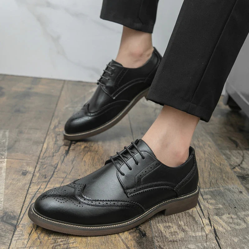 Handmade Mens Wingtip Oxford Shoes Grey Leather Brogue Men's Dress Shoes Classic Business Formal Shoe for Men Chaussure Hommes