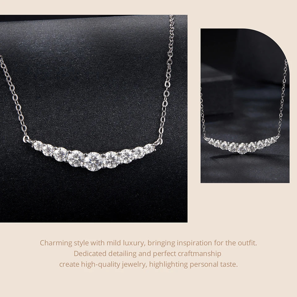 Moissanite Smile Necklace, Round Brilliant Cutting Lab Grown Diamond Gold Plated 43cm 925 Sterling Silver Necklaces