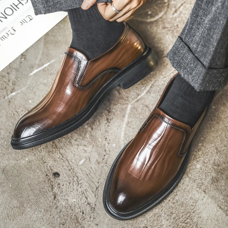 Retro Business Dress Derby Shoes for Men Spring Autumn New Designer Wedding Shoes Male Solid Color Cow Leather Shoes Man
