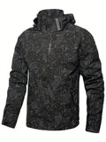 Men's Casual Waterproof Windbreaker Jacket Full Zip Up Hooded Shell Outdoor Hiking Coat For Autumn Plus Size