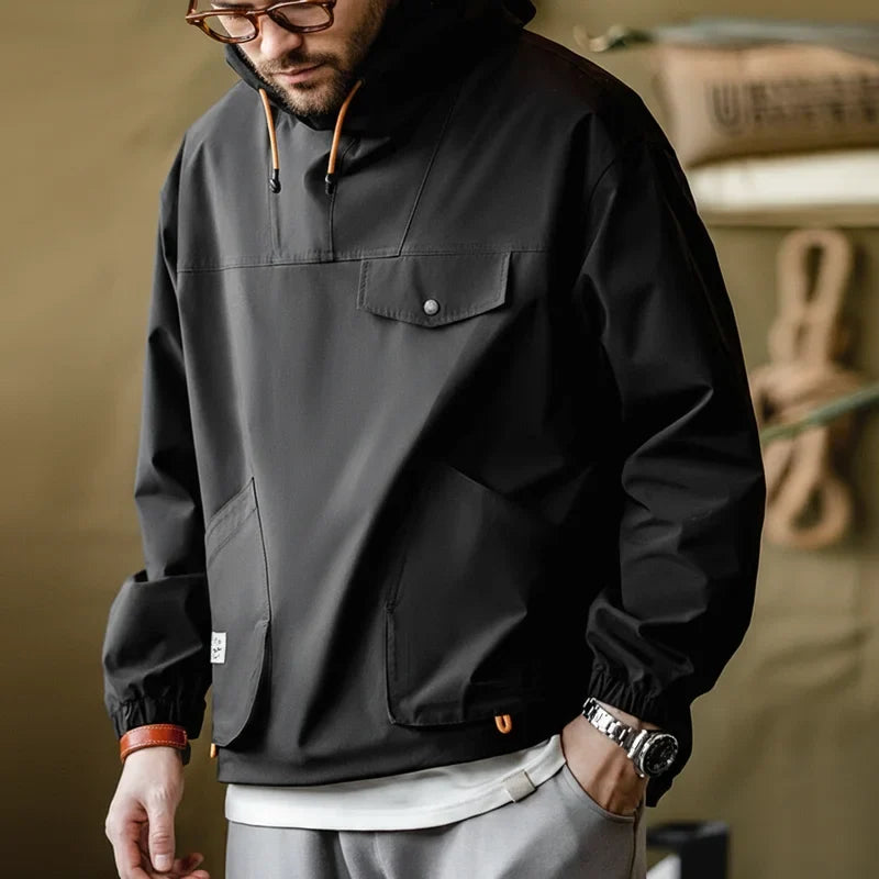 Casual Outdoor Multi-pocket Hooded Men's Jackets Spring Fall Loose Windbreak Parka Ginger Climbing Outerwear Track Jacket