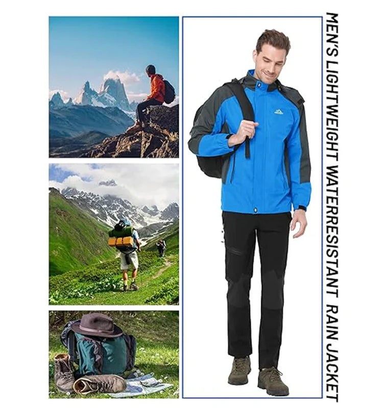 Men Autumn Jacket Camping Hiking Trekking Windbreaker Waterproof With Hood Spring Outdoor Sports Travel Climbing Coats