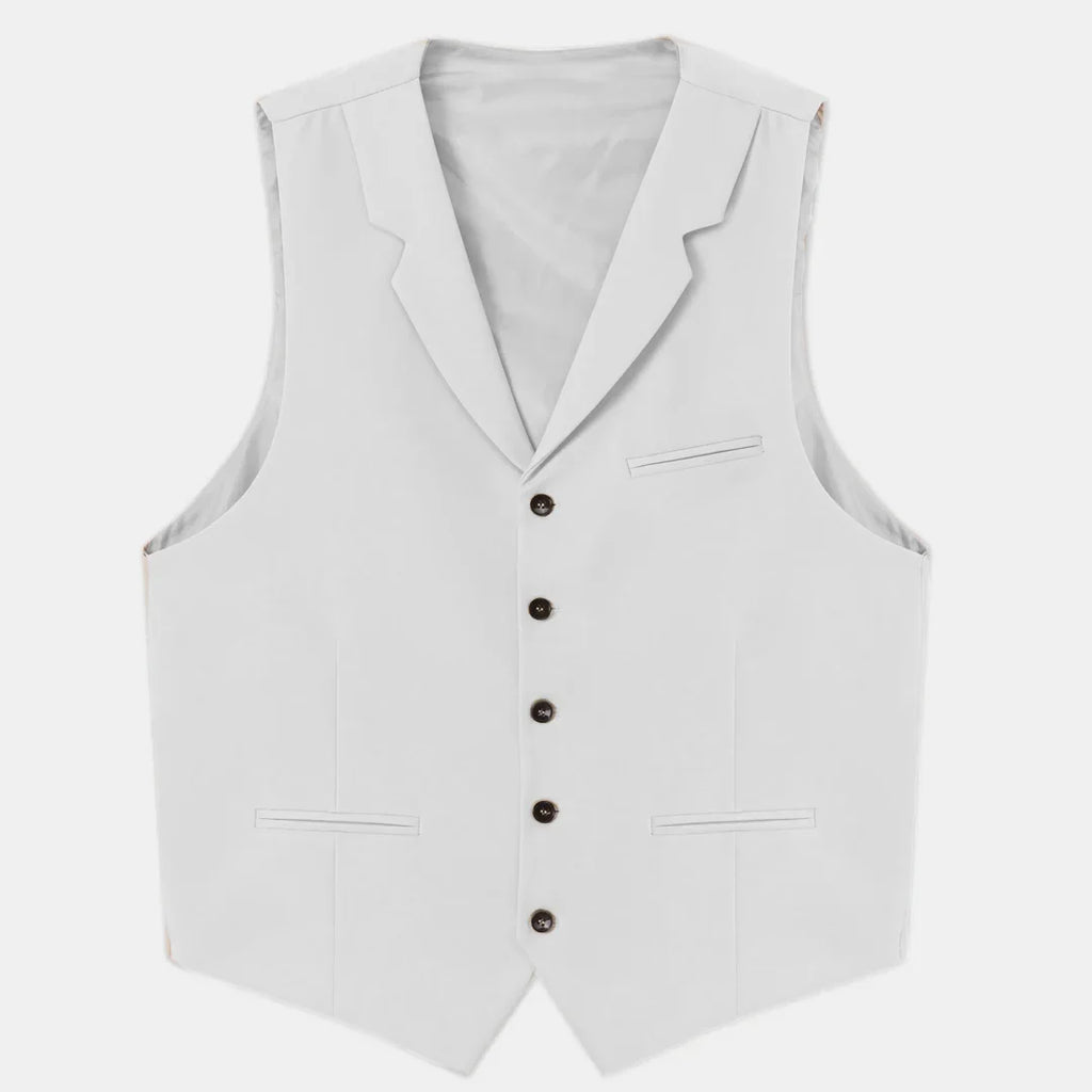Men Vest Beige With Lapel Solid Single Button Waistcoat For Wedding Birthday Banquet Party Business Daily Casual Men Suit Vest
