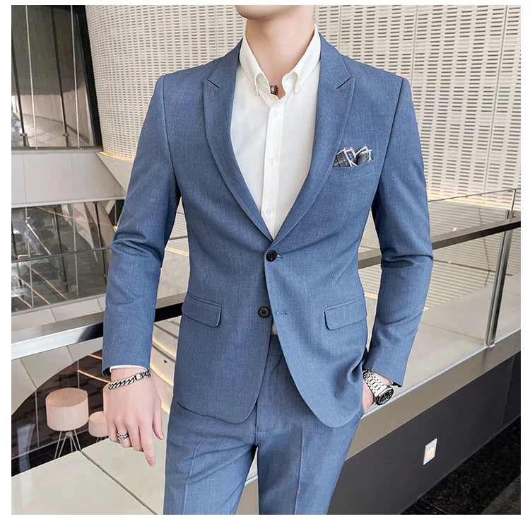2025 Slim Fit Three-Piece Business Suit Set High-End Korean Style Wedding Groom Party Dress Suit Vest Trousers M-4XL