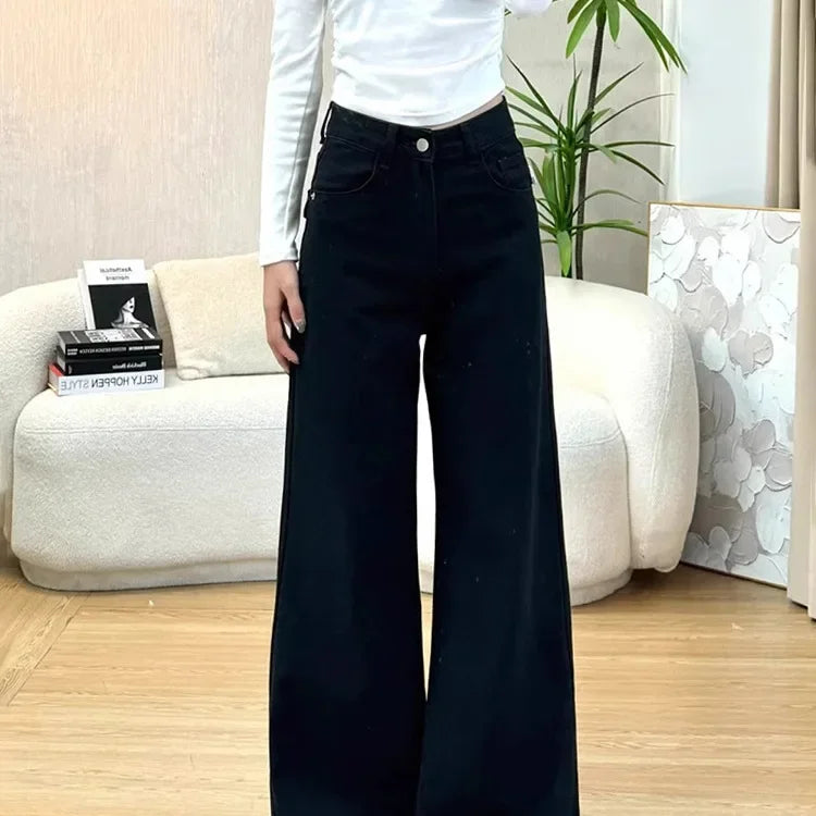 High Waist Wide Leg Black Jeans