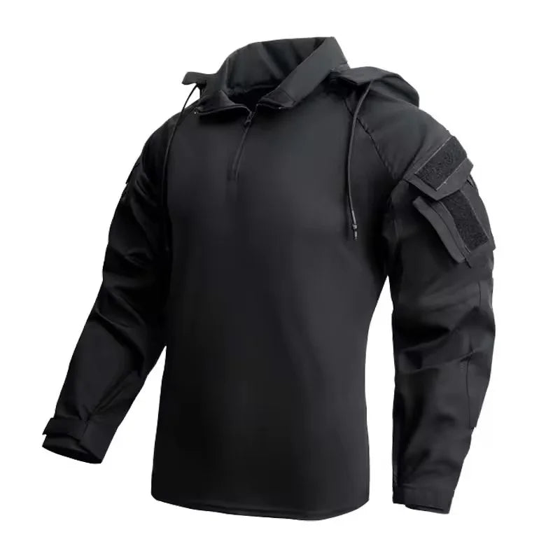 Outdoor Uniform Tactical Suits Wear Resistant T-Shirt Hooded Pants Men Clothes Combat Shirts Airsoft Paintball Hunting Clothing