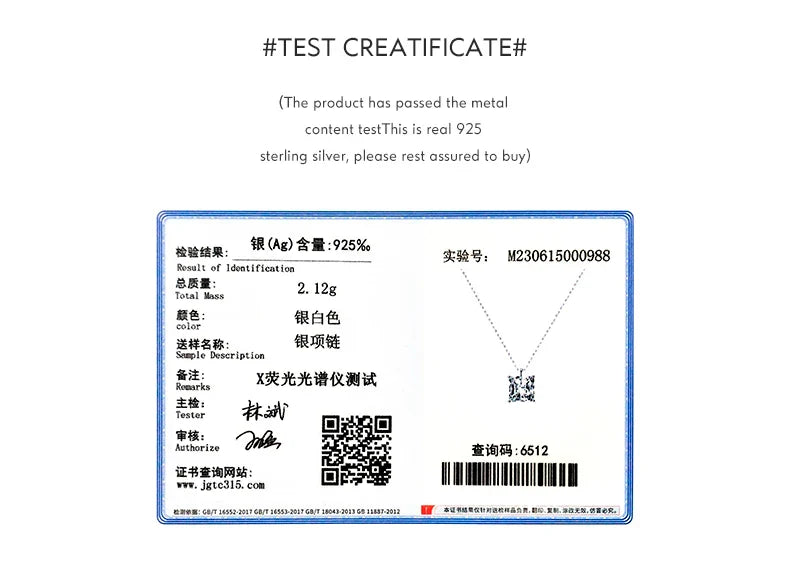 925 Sterling Silver Square Sparkling AAAAA CZ Pendant Necklace Platinum Plated Neck Chain for Wowen Weddng Fine Jewelry