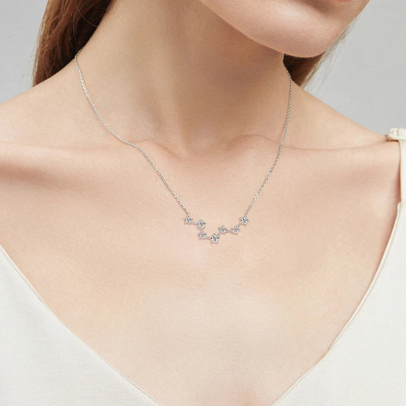 D Color VVS1 Certified Moissanite Big Dipper Pendant Necklaces S925 Sterling Silver Women's Jewelry Chains for Wedding