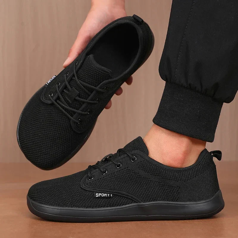 Wide Toe Men Shoes Breathable Knitted Mesh Comfortable Barefoot Shoes Casual Versatile Soft Sole Wide Last Shoes Walking Shoes
