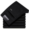 2025 Spring New Men's Straight Jeans Elastic Pant Classic Smoke Gray Casual Wear Mid Waist Casual Trousers Black Male Brand