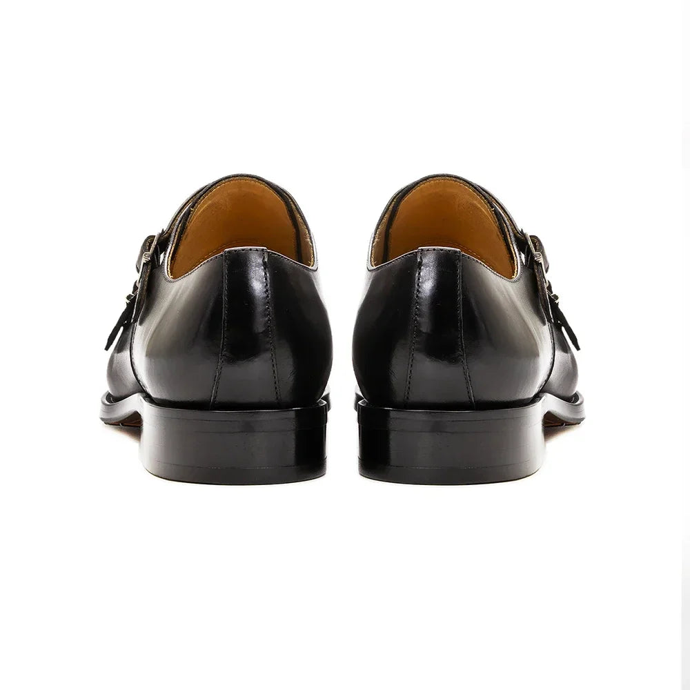 Luxury Genuine Leather Double Buckle Monk Strap Formal Shoes for Men Classic Cap Toe Business Office Wedding Dress Shoes