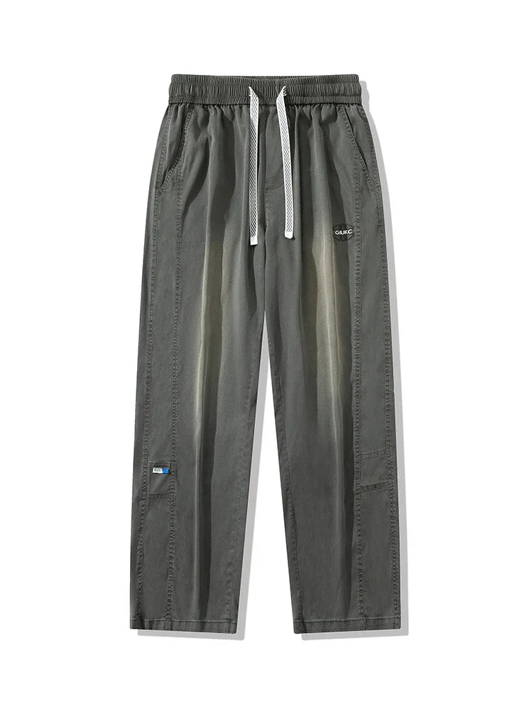 Summer Lyocell Men's Jeans Soft Elastic Washed Casual Pants Loose Lightweight Embroidery Wide Leg Straight Denim Trousers