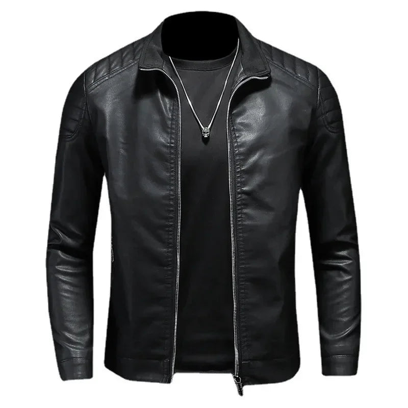 Men Leather Jacket Motorcycle Streetwear Baseball Outdoor Bomber Casual coat Men Autumn Motorcycle Windbreaker Male Outwear