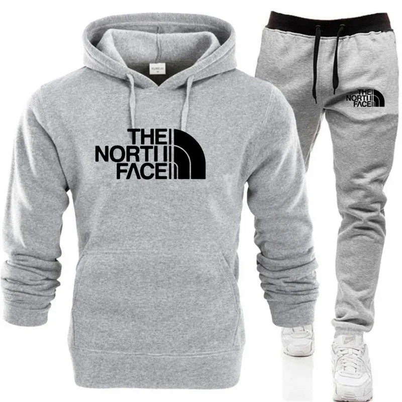 26 Men's Autumn_Winter Fashion Printed Casual Two Piece Hooded Sports Shirt and Pocket Pants Regular Fit Outdoor Sports Set